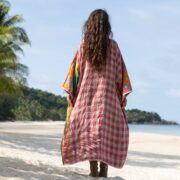 Reversible Quilted Kimono Duster: Vintage Boho Cotton Jacket - Sakura - Image 3