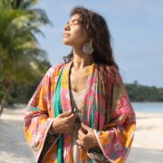 Reversible Quilted Kimono Duster: Vintage Boho Cotton Jacket - Sakura - Image 4