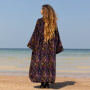 Cotton Velvet Kimono Coat: Floral Print Maxi Duster - Mai - Image 3