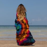 Handmade Tiedye Raw Cotton Kimono Duster: Ruffle Boho Festival Wear - Bali - Image 3