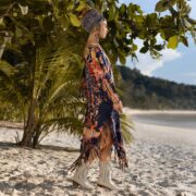 Handmade Tiedye Cotton Tunic: Boho Fringe Poncho, Plus Size - Arlo - Image 8