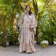 Modal Silk Ruffle Kaftan: Boho Beach Abaya Maxi Dress - Wild Heart
