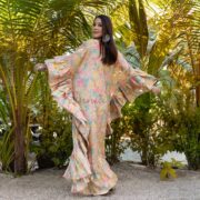 Modal Silk Ruffle Kaftan: Boho Beach Abaya Maxi Dress - Wild Heart - Image 4