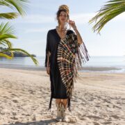 Handmade Tie-Dye Fringe Tunic Dress: Boho Cotton Kaftan - Esme