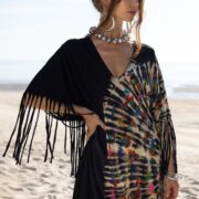 Handmade Tie-Dye Fringe Tunic Dress: Boho Cotton Kaftan - Esme - Image 4