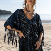 Handmade Tie-Dye Fringe Tunic: Boho Cotton V-Neck Dress - Esme - Image 4