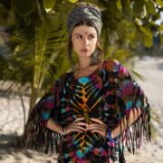 Handmade Tiedye Cotton Tunic Dress: Boho Fringe Festival Kaftan - Arlo - Image 4