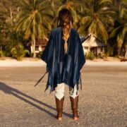 Handcrafted Cotton Velvet Poncho: Boho Plus Size Cover-Up - Bosco - Image 3