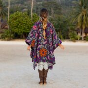Embroidered Quilt Poncho: Boho Chic Heritage Style - Bosco - Image 3