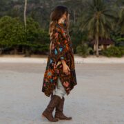 Embroidered Quilt Poncho: Vintage Inspired Boho Chic Statement Piece - Bosco - Image 2