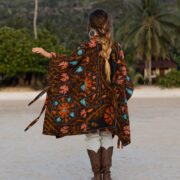 Embroidered Quilt Poncho: Vintage Inspired Boho Chic Statement Piece - Bosco - Image 3