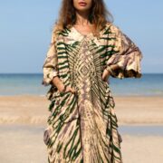 Handcrafted Tie-Dye Tunic Dress: Ruffled Sleeve Jersey Cotton Kaftan - Mystic - Image 4