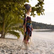 Boho Tie Dye Fringe Tunic Dress: Handmade Cotton Kaftan Cover Up - Arlo - Image 6