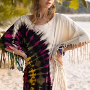 Boho Tie Dye Fringe Tunic Dress: Handmade Cotton Kaftan Cover Up - Arlo - Image 8