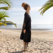 Handmade Tie-Dye Fringe Tunic Dress: Boho Cotton Kaftan - Esme - Image 2