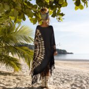 Handmade Tiedye Cotton Poncho Dress: Boho Fringe Tunic - Arlo - Image 3