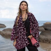 Embroidered Velvet Kimono Jacket: Handmade Boho Chic Plus Size - Mei - Image 4
