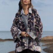 Handmade Velvet Kimono Jacket: Floral Boho Cotton, Plus Size - Mei - Image 5