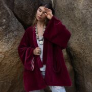 Handcrafted Cotton Velvet Kimono: Boho Chic Plus Size Jacket - Mei - Image 4