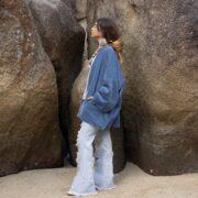 Handmade Velvet Kimono Jacket: Boho Cotton Velvet Open Front Cardigan - Mei - Image 2