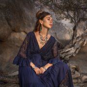 Lace-Trimmed Cotton Maxi Dress: Handmade Boho-Chic Kaftan - Lunette - Image 5