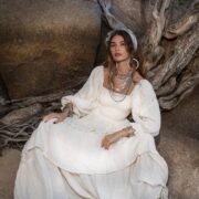 Plus Size Boho Cotton Maxi Dress: Tiered Ruffle Cream Gown - Isabella - Image 6