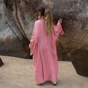 Handmade Raw Cotton Kimono Duster: Boho Beach Coverup, Plus Size - Aimi - Image 3