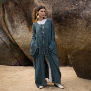 Raw Cotton Kimono Duster: Boho Beach Coverup with Ties, Plus Size - Aimi