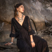 Lace-Trimmed Boho Maxi Dress: Handmade Cotton Resort Gown - Lunette - Image 5