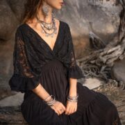 Lace-Trimmed Boho Maxi Dress: Handmade Cotton Resort Gown - Lunette - Image 6