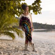 Boho Tie Dye Fringe Tunic Dress: Handmade Cotton Kaftan Cover Up - Arlo - Image 5