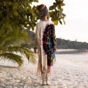 Boho Tie Dye Fringe Tunic Dress: Handmade Cotton Kaftan Cover Up - Arlo - Image 7