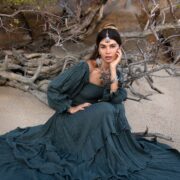 Isabella Amore Boho Wedding Dress: Tiered Cotton Gown, Woodland Jade - Image 7