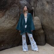 Handcrafted Velvet Kimono Jacket: Boho Chic Cotton Open Front - Mei