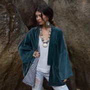 Handcrafted Velvet Kimono Jacket: Boho Chic Cotton Open Front - Mei - Image 4