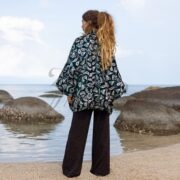Embroidered Velvet Kimono Jacket: Plus Size Boho Chic Handmade Coat - Mei - Image 3