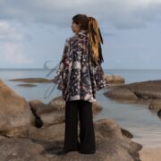 Handmade Velvet Kimono Jacket: Floral Boho Cotton, Plus Size - Mei - Image 3