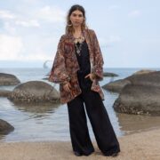 Handcrafted Cotton Velvet Kimono: Boho Chic Style Jacket - Mei
