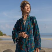 Velvet Kimono Coat: Floral Print Cotton Maxi Robe - Mai - Image 4