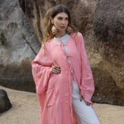 Handmade Raw Cotton Kimono Duster: Boho Beach Coverup, Plus Size - Aimi - Image 4