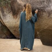 Raw Cotton Kimono Duster: Boho Beach Coverup with Ties, Plus Size - Aimi - Image 3