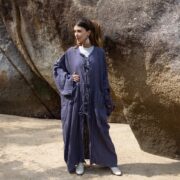 Handmade Raw Cotton Kimono Duster: Boho Beach Coverup, Plus Size - Aimi