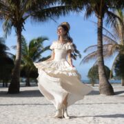 Tiered Boho Wedding Dress: Off-Shoulder Smocked Cotton Gown - Image 4