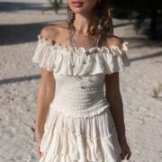 Tiered Boho Wedding Dress: Off-Shoulder Smocked Cotton Gown - Image 6