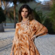 Tiedye Boho Rayon Kaftan Dress: Desert Clay Maxi, Plus Size - Cosmic Drift - Image 10