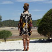 Handmade Tie-Dye Caftan Dress: Plus Size Boho Kimono Top Galaxy - Image 3