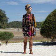 Monstera Ember Tie-Dye Tunic Dress: Plus Size Boho Caftan - Galaxy