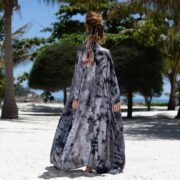 Handmade Tie-Dye Rayon Kimono: Boho Chic Maxi Duster - Rainbow - Image 3