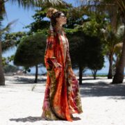 Handmade Tie-Dye Rayon Kimono: Boho Chic Maxi Duster - Rainbow - Image 2