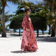 Handmade Tie-Dye Rayon Kimono: Boho Chic Maxi Duster - Rainbow - Image 2